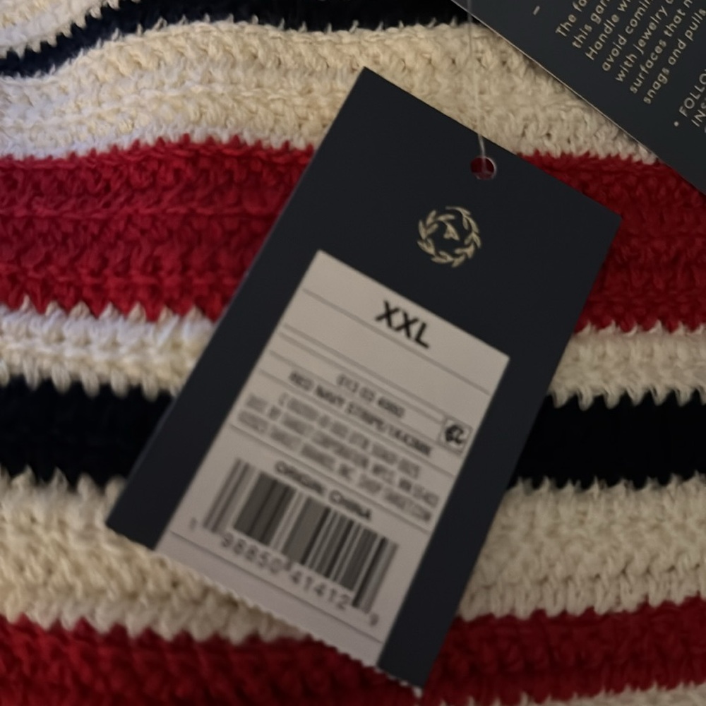 Universal Thread Women's Crewneck Knit Pullover Sweater Red/Navy/Cream Striped - Picture 6 of 6